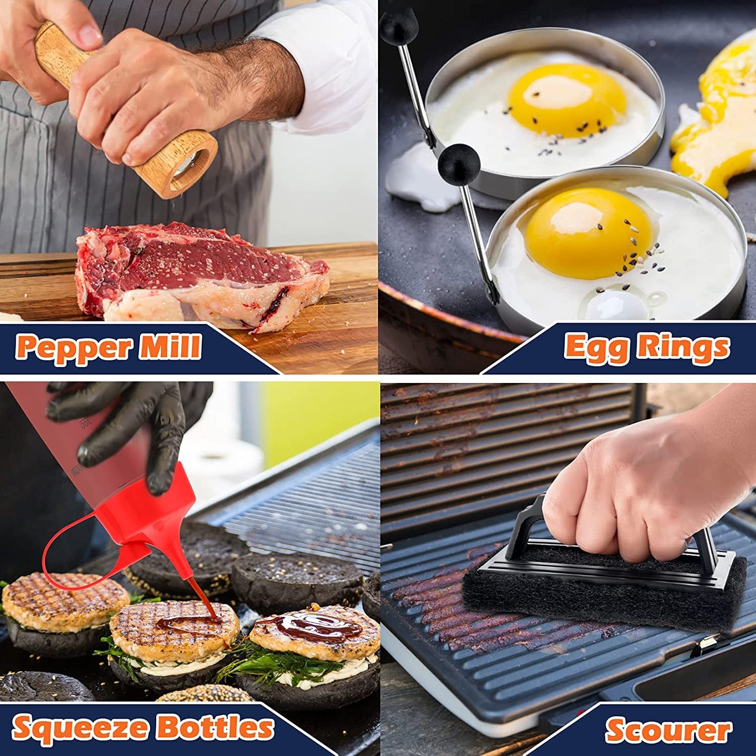 Griddle Accessories Set of 18. Stainless Steel Flat Top Grilling Accessory Outdoor Camping BBQ Cooking Tools. with Grill Spatulas. Scraper. Melting Dome. Burger Turner. Portable Carrying Bag - Image 7