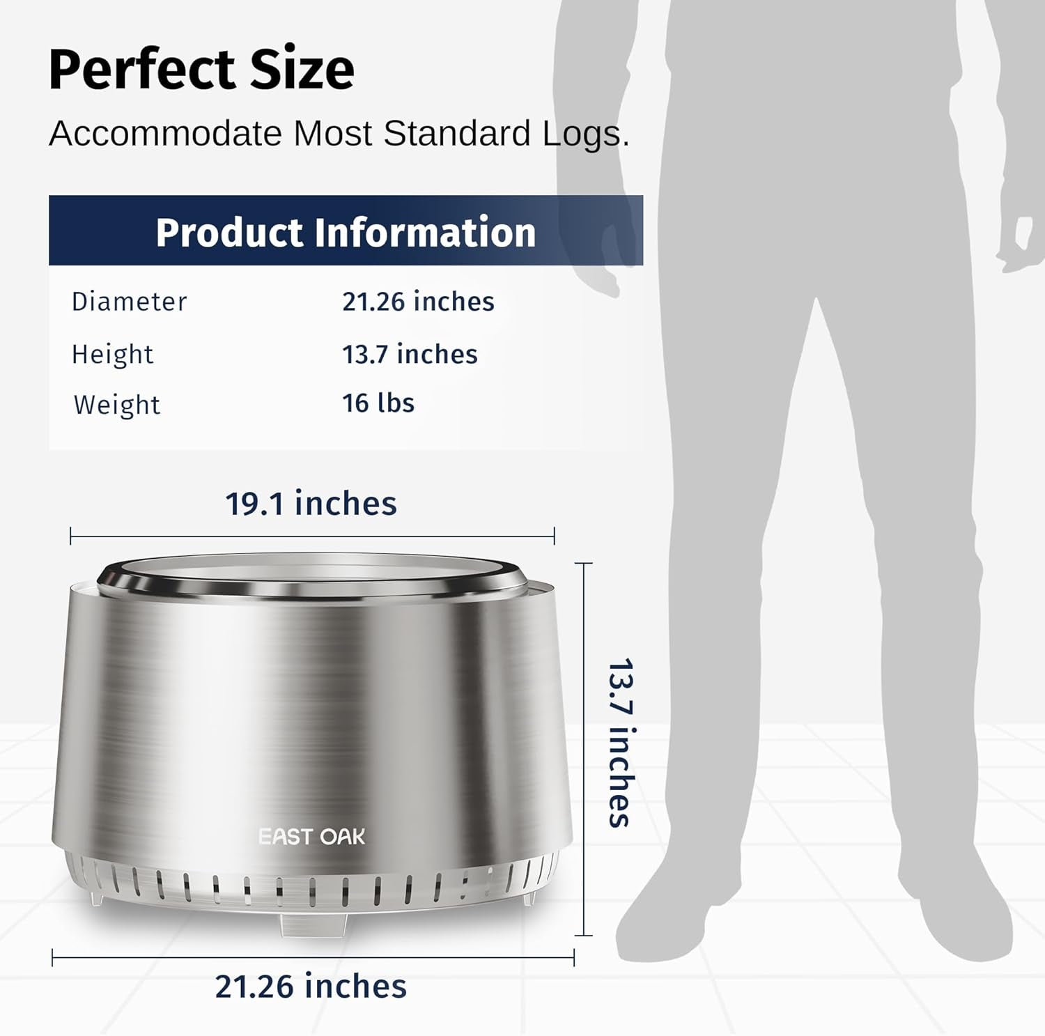 EAST OAK Fuoco Smokeless Fire Pit 21'' for Patio and Outdoor. Stainless Steel Firepit Wood Burning Fireplace with Carrying Bag. Portable Outdoor Fire Pit with Stand & Removable Ash Pan for Outside - Image 7