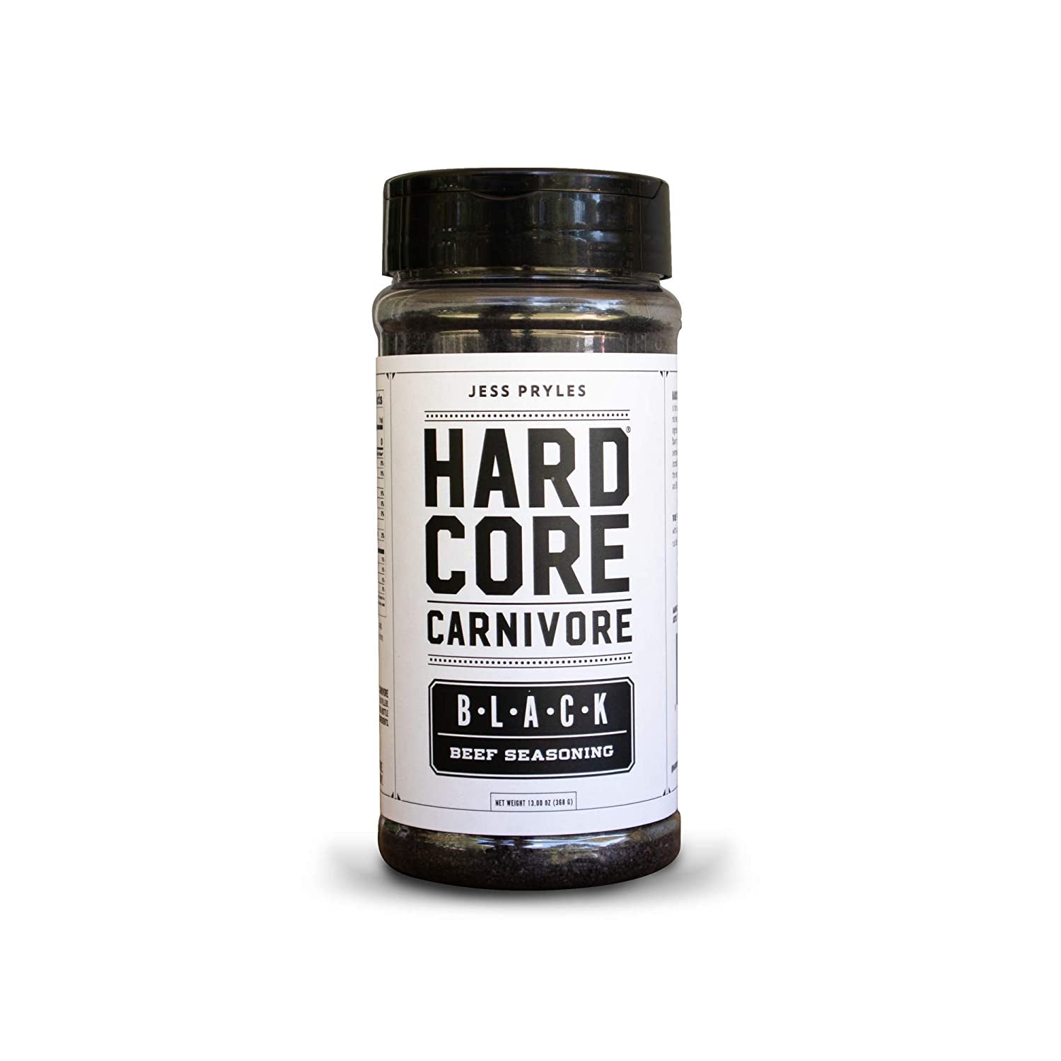 Hardcore Carnivore Black: Charcoal Seasoning for Steak. Beef and BBQ (Large Shaker)