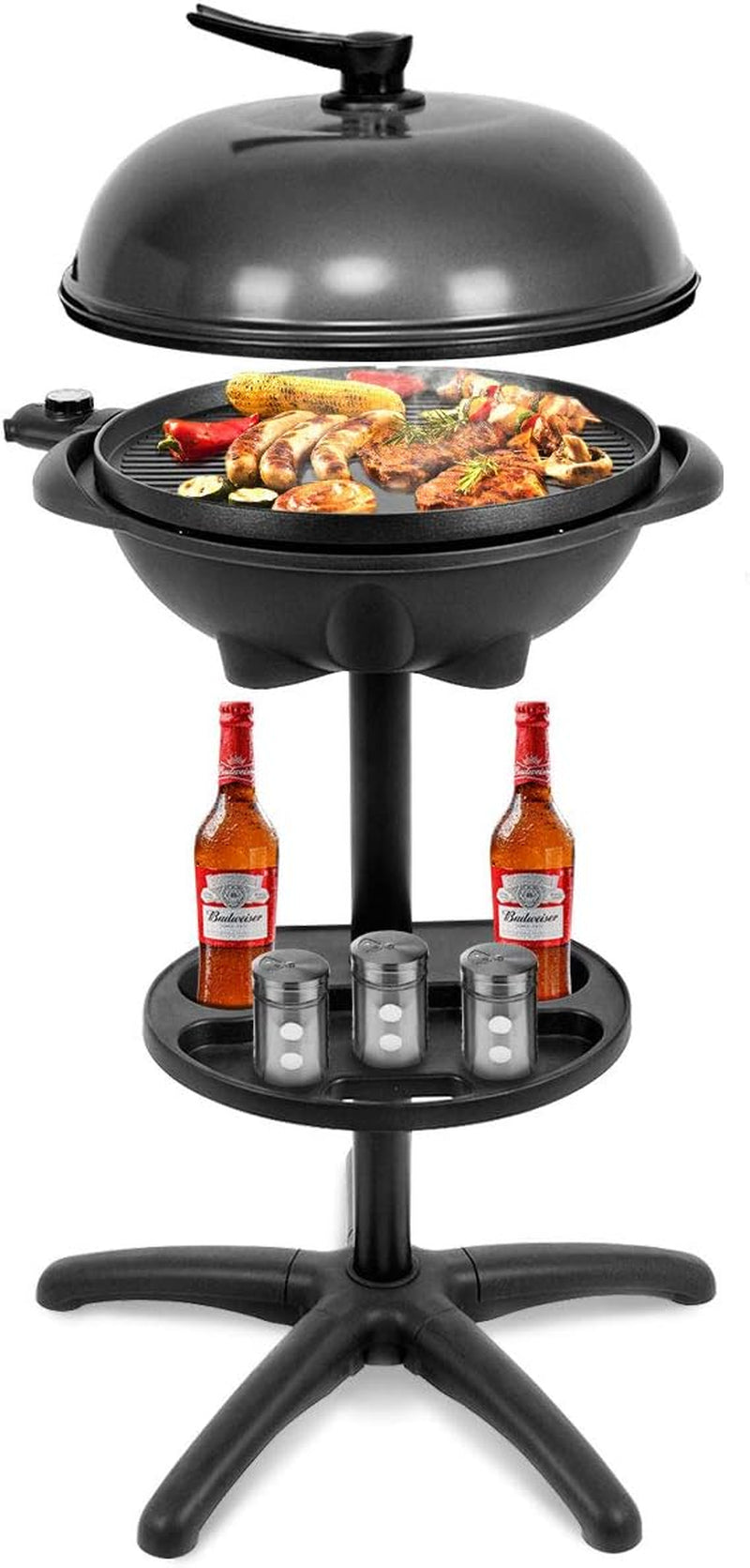 Giantex Electric Grill Indoor Outdoor. Non-Stick Grill Griddle Plate. 3 Cooking Zones. Temperature Control. Drip Tray. 1350W 200Sq.In BBQ Grill for Balcony Apartments Backyard Party Camping (Black)