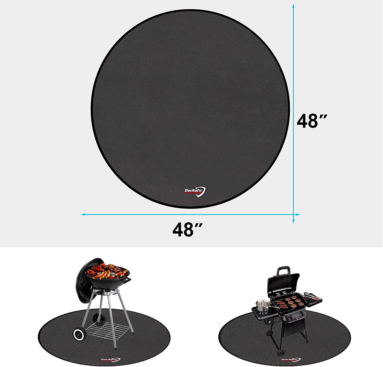 48 round Fire Pit Mat. 4-Layer under Grill Mat Deck Patio Protect Mat.Fireproof Mat/Pad for Grass Outdoor Wood Burning Fire Pit and BBQ Smoker.Portable Reusable and Waterproof.Black - Image 7