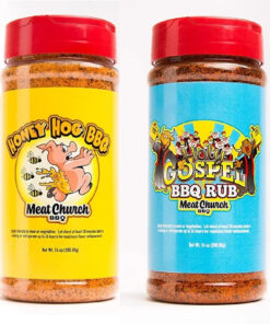Meat Church BBQ Rub Combo: Honey Hog (14 Oz) and Holy Gospel (14 Oz) BBQ Rub and Seasoning for Meat and Vegetables. Gluten Free. One Bottle of Each