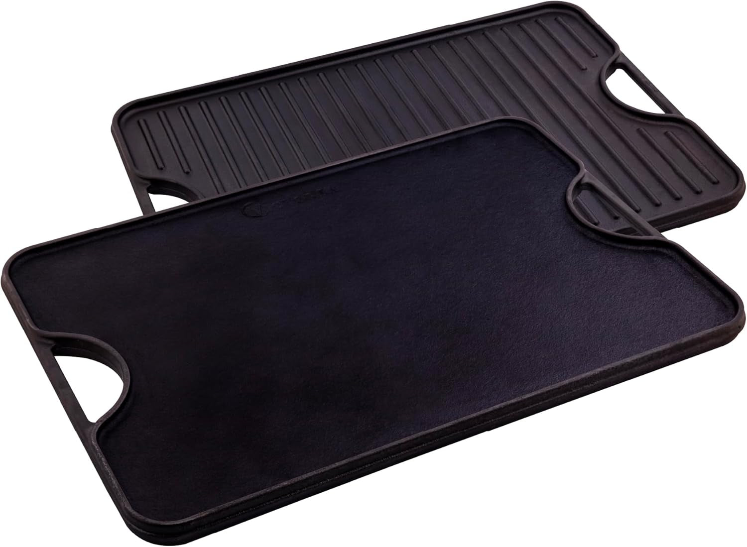 Victoria 20-By-14-Inch Rectangular Cast Iron Griddle. Preseasoned Reversible Griddle