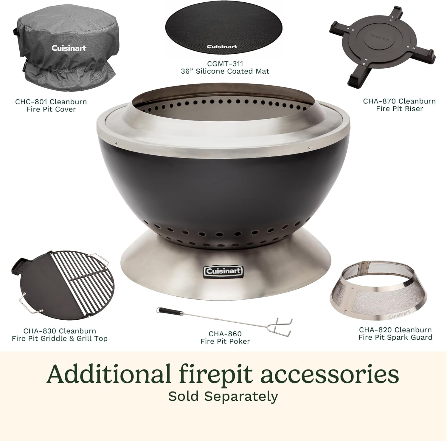 Cuisinart 24 Cleanburn Smokeless Fire Pit with Removable Base for Ash. Portable Outdoor Wood Burning Fireplace. Smoke Free Stainless Steel Outdoor Heater. Enhanced Airflow and Easy Cleanup - Image 6