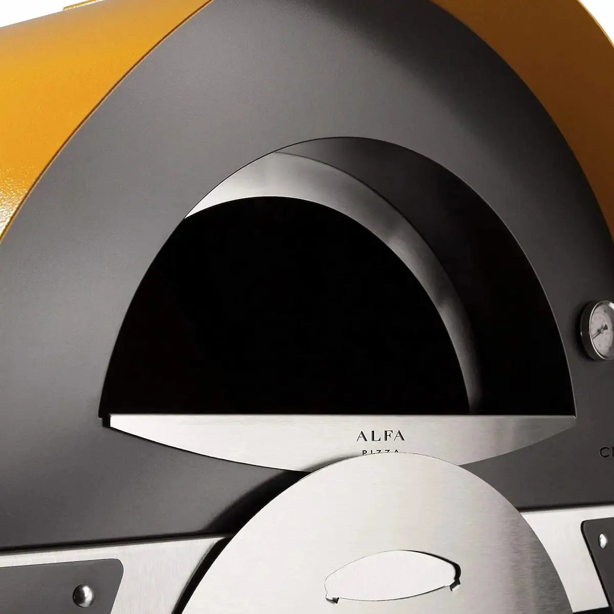 Alfa Ciao Wood Fired Oven in Fire Yellow with Grey Base - Image 2