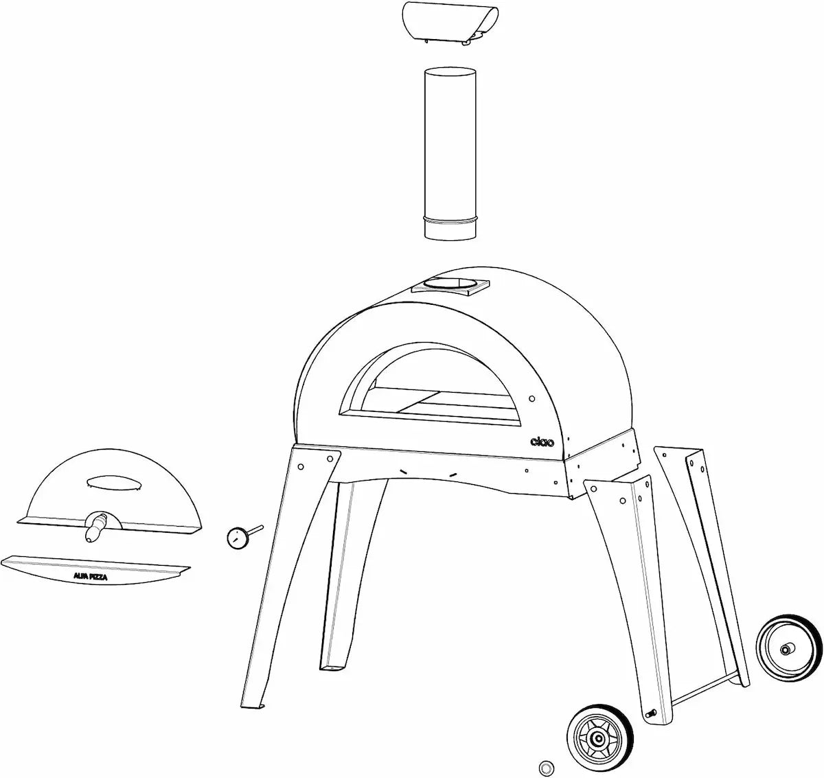 Alfa Ciao Wood Fired Oven in Fire Yellow with Grey Base - Image 3