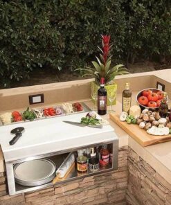 Alfresco 30 Pizza Prep and Garnish Rail with Food Pans