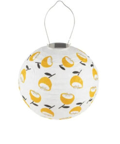 Allsop Soji 12 Round Solar Lantern with Lemon Poppy Print