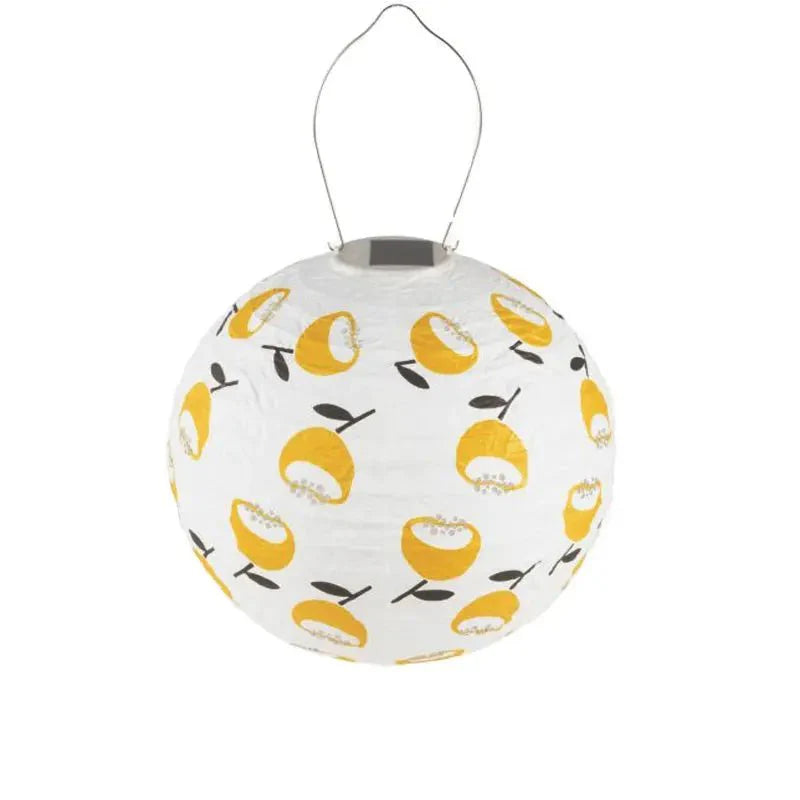 Allsop Soji 12 Round Solar Lantern with Lemon Poppy Print