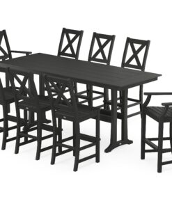 Polywood: Braxton 9-Piece Farmhouse Bar Set with Trestle Legs
