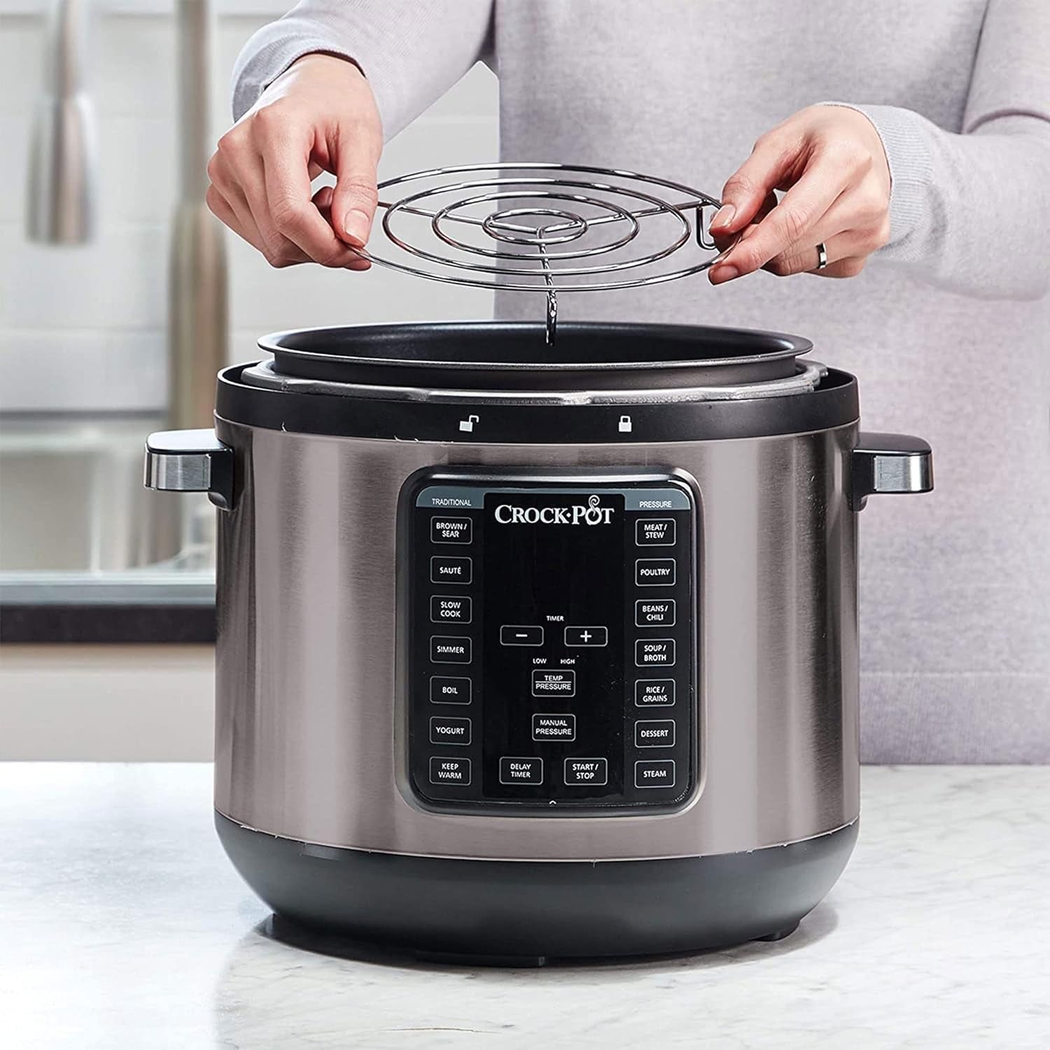 Crock-Pot 8-Quart Multi-Use XL Express Crock Programmable Slow Cooker and Pressure Cooker with Manual Pressure. Boil & Simmer. Black Stainless - Image 3