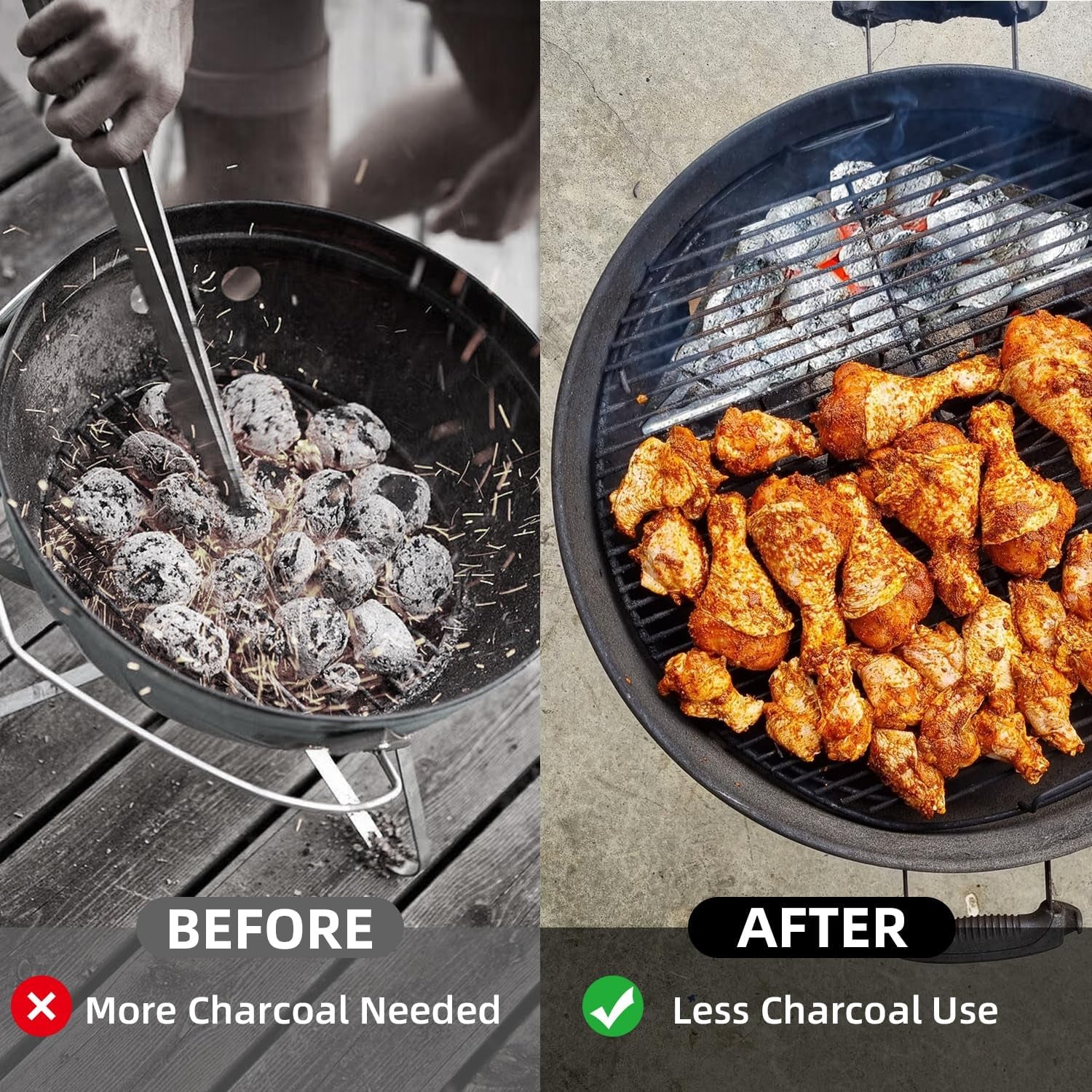 Charcoal Basket Set of 2 - BBQ Charcoal Grill Basket Holders. Heavy Duty Grill Accessories Replacement for Weber 22 Kettle Grill. Compatible with Weber Grill Accessories & Parts. Universal Fit for Charcoal Grills - Image 5