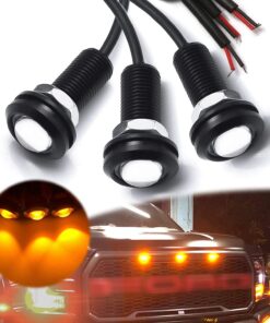 Xotic Tech 3Pcs LED Front Grille Marker Lights W/Projector Lens Assembly Compatible with Cars. Pickups. Trucks. SUV. Trailer. 3000K Amber