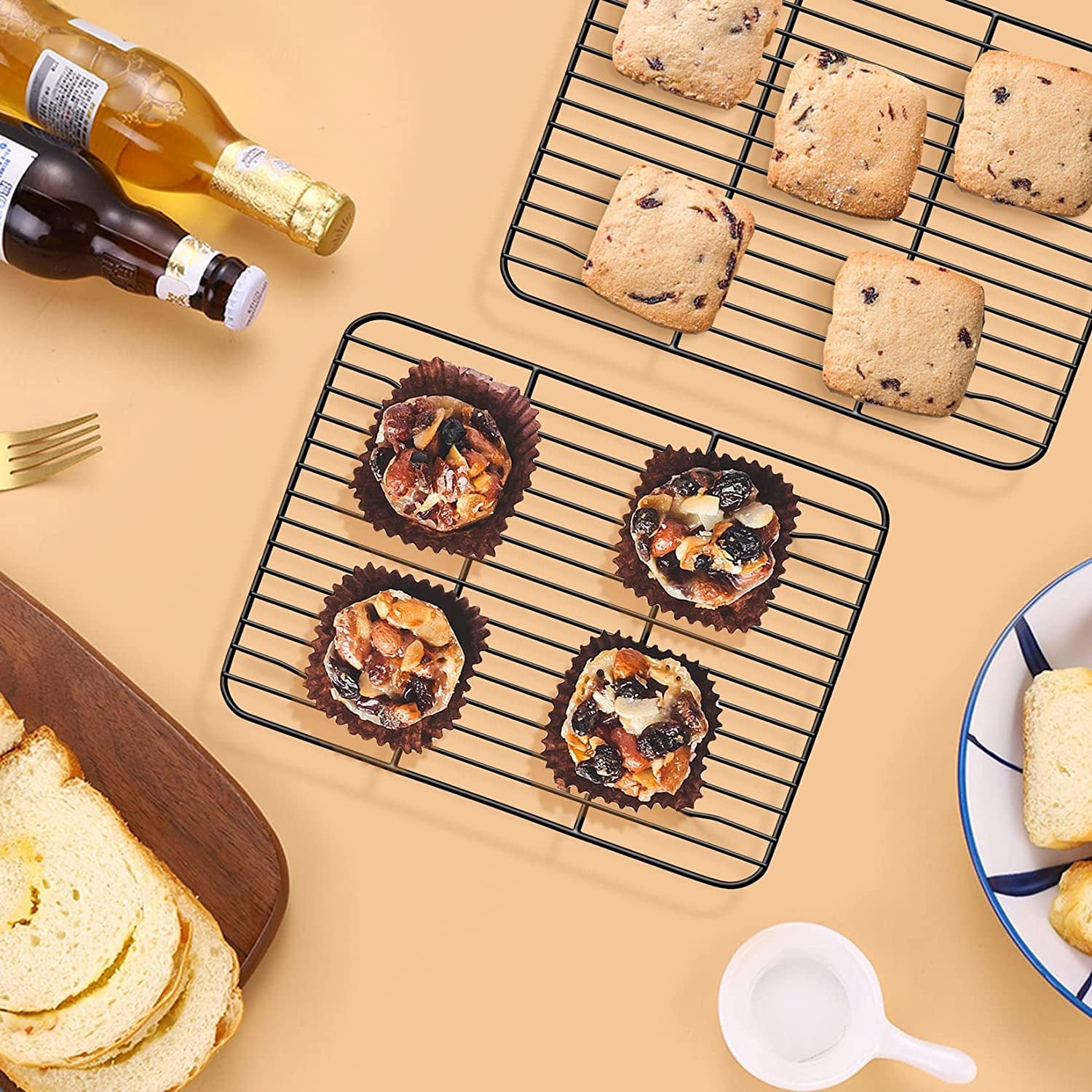 P&P CHEF Baking Rack Set of 2. Non-Stick Mini Cooling Racks for Cooking Grilling. 2 Pack 8.6 X 6.2 Roasting Drying Rack for Small Toaster Oven Use. Stainless Steel Core. Non-Toxic & Easy to Clean - Image 5