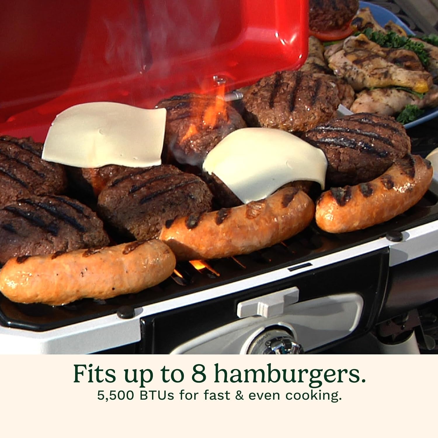 Cuisinart Petite Gourmet Portable Gas Grill. Compact & Lightweight Tabletop Small Grill for Bbqs. Camping. Tailgates & Small Spaces. 5.500 BTU Burner Folding with Carry Handles. Red - Image 4