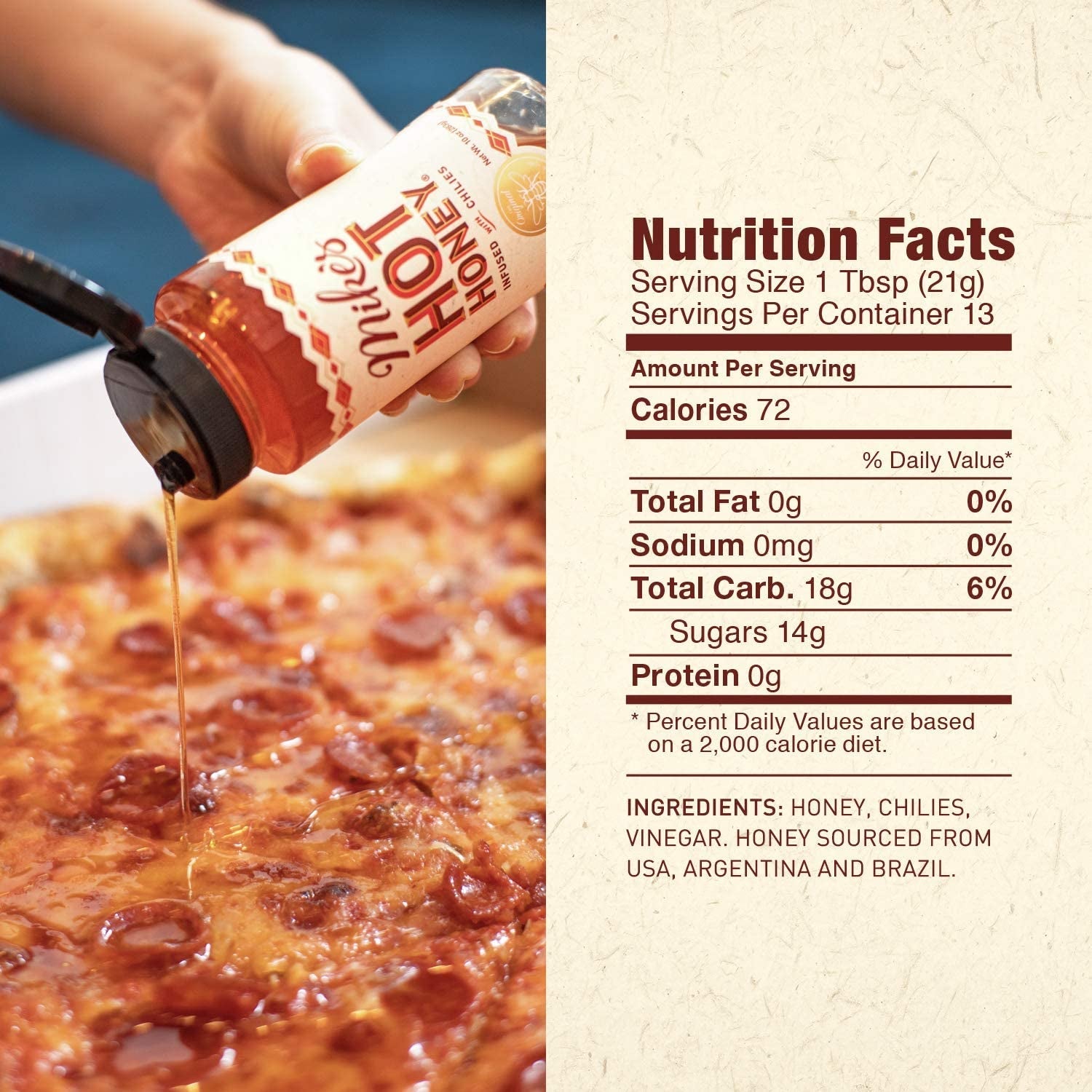 Mike'S Hot Honey. America'S #1 Brand of Hot Honey. Spicy Honey. All Natural 100% Pure Honey Infused with Chili Peppers. Gluten-Free. Paleo-Friendly (10Oz Bottle. 1 Pack) - Image 6