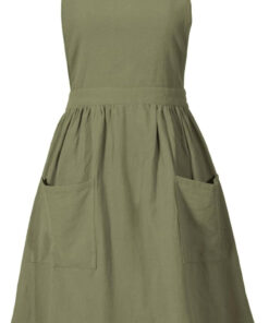 Cotton Linen Pinafore Apron Dress for Women with Pockets Cute Art Chef Aprons for Kitchen Baking Gardening Painting