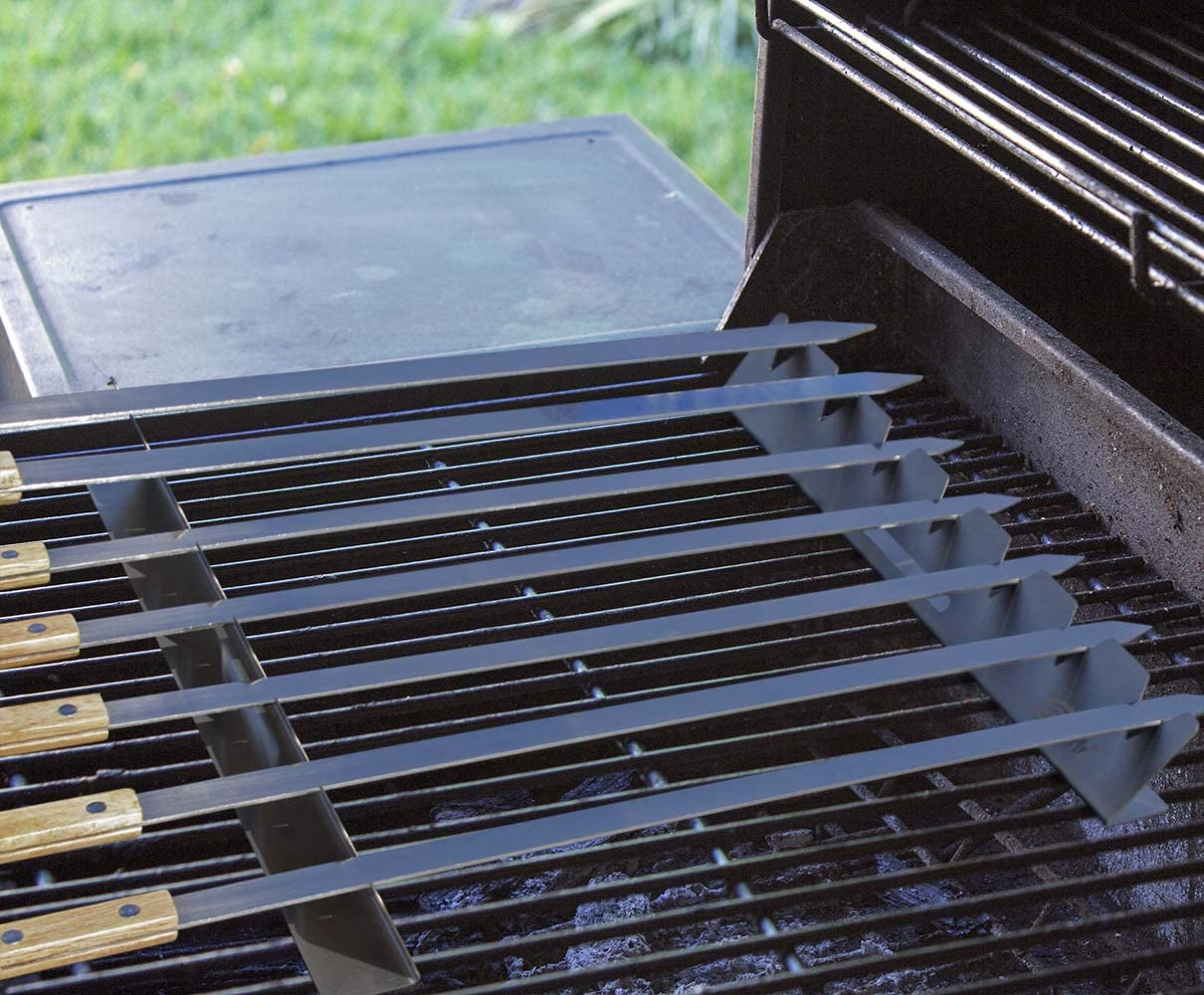 Goutime Stainless Steel Shish Kabob Skewer Rack with Storage Bag. Universal Barbecue BBQ Skewers Holder for Grill - Image 3