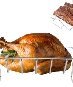 Kamaster Turkey Rack for Big Green Egg Rib Rack Stainless Steel for Smoking and Grilling Dual Purpose V Shaped Turkey Roasting Rack for Large Bge.Kamado Grill Joe.Primo.Vision and Other 18In Grill