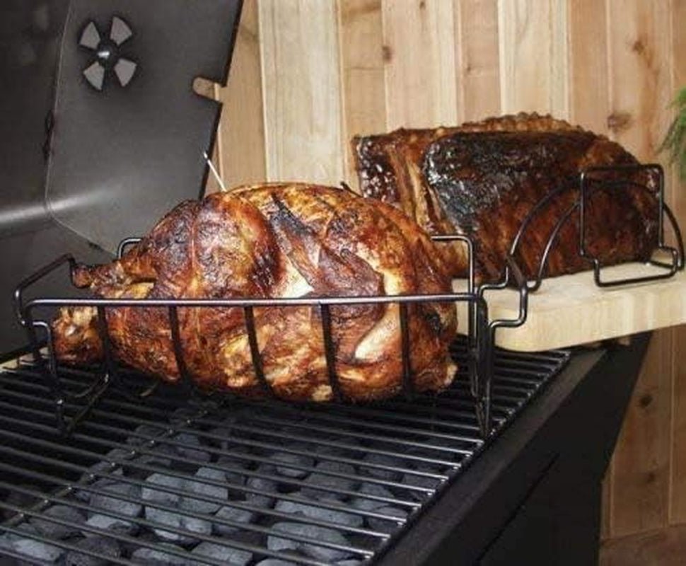 Duke Grills Omaha Rib Rack for Smoker and Grill - Non Stick Stainless Steel Grill Rack for 6 Racks of Ribs - for Traeger. Weber. Green Egg. Oven - Reversible for Roasts. Chicken. Prime Rib - Image 3