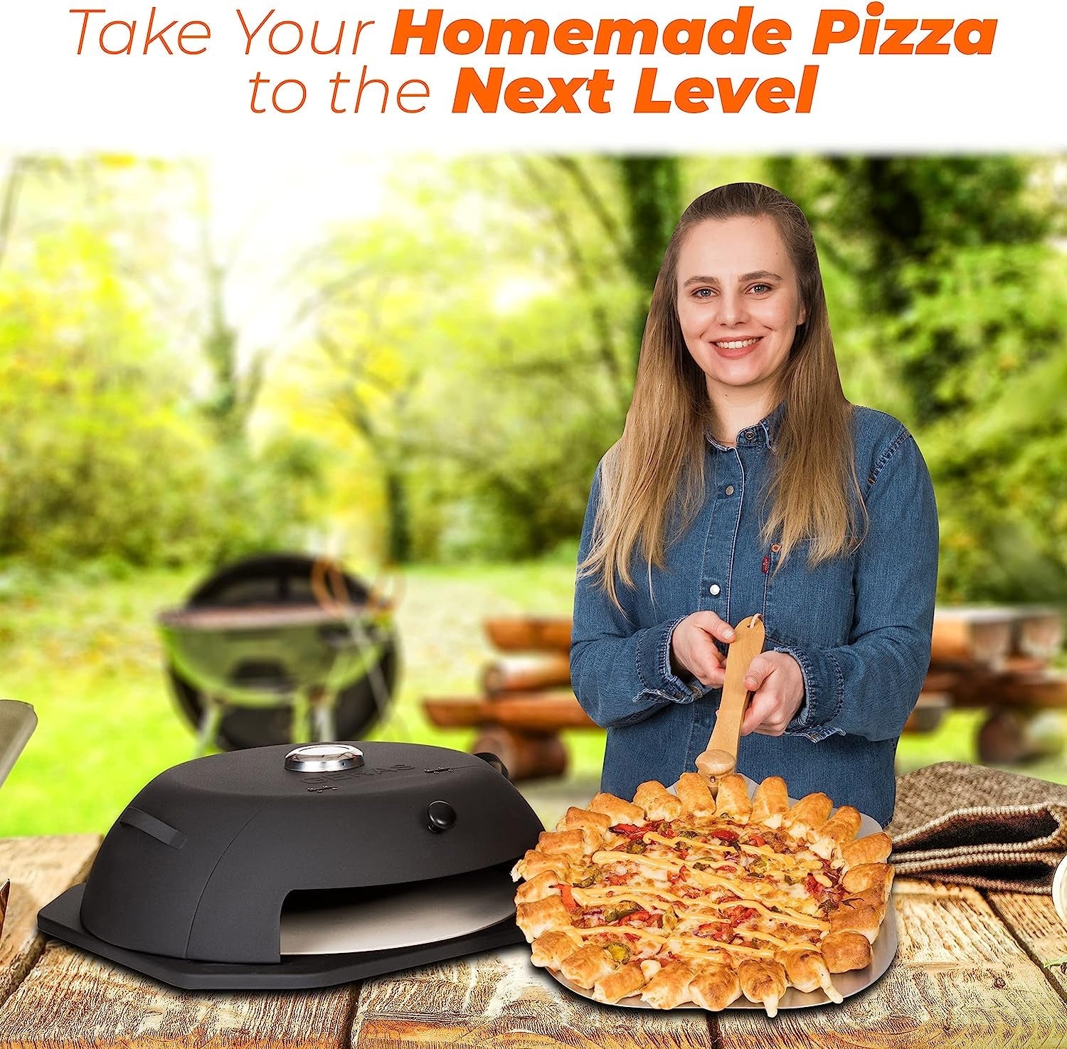 Geras Pizza Oven for Grill - Grill Top Pizza Maker for outside - Pizza Stone. Pizza Peel Kit - Outdoor Small Portable Backyard BBQ Pizzas Maker Charcoal Grill. Pellet. Propane Gas and Wood Fire - Image 7