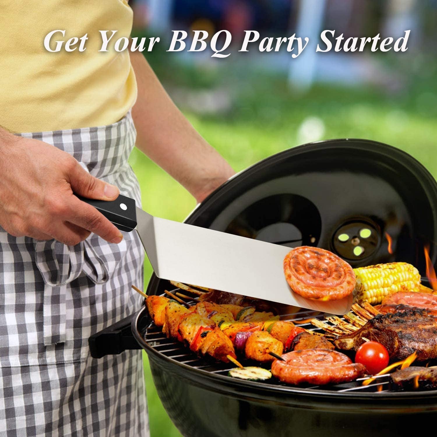 Hasteel Metal Griddle Spatula. Stainless Steel Long Spatula with Riveted Handle. Heavy Duty Perforated & Solid Spatula Burger Turner for Teppanyaki BBQ Flat Top Grilling Cooking. Dishwasher Safe - Image 6