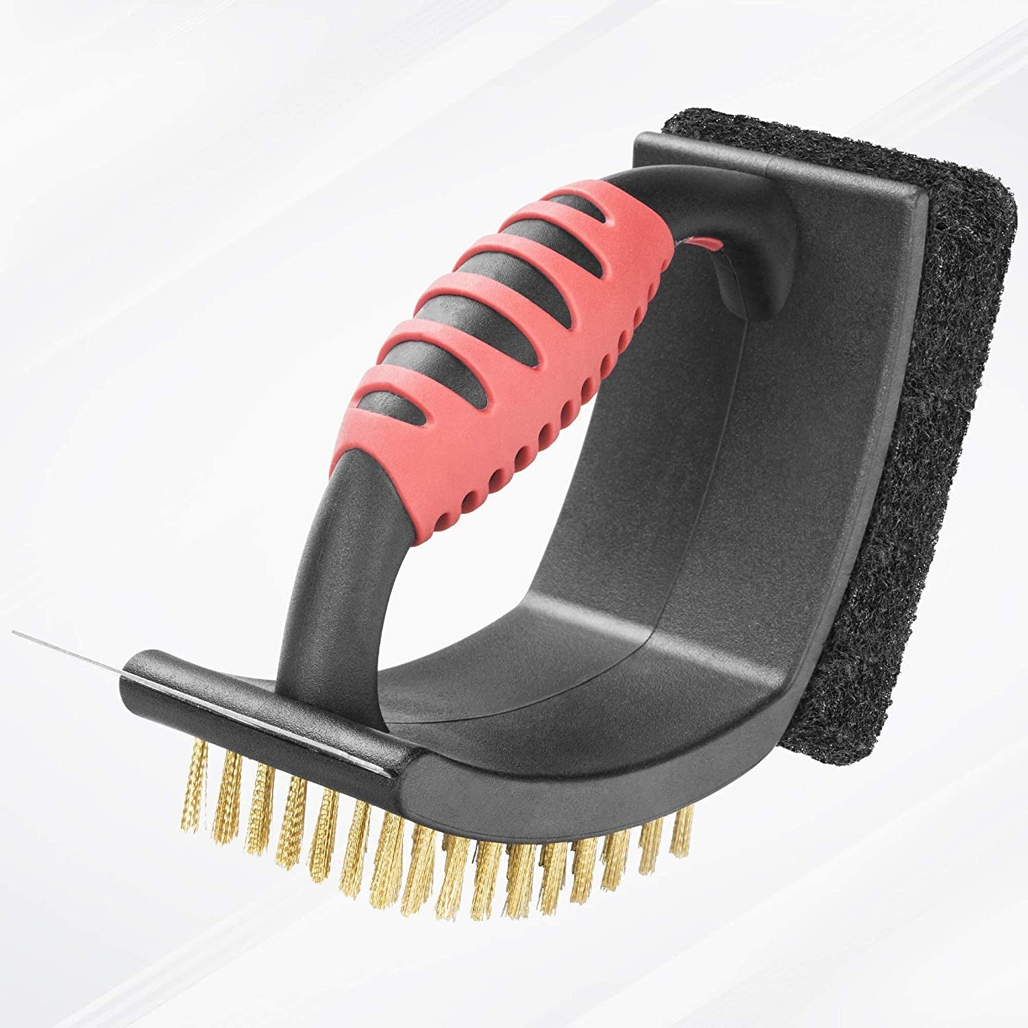 Grill Brush for Outdoor Grill. Brass Grill Cleaning Brush BBQ Cleaning Brush for Outdoor Grill. Multifunctional with Brass Bristle Scouring Pad and Scraper Grill Cleaner Brush and Scraper - Image 4