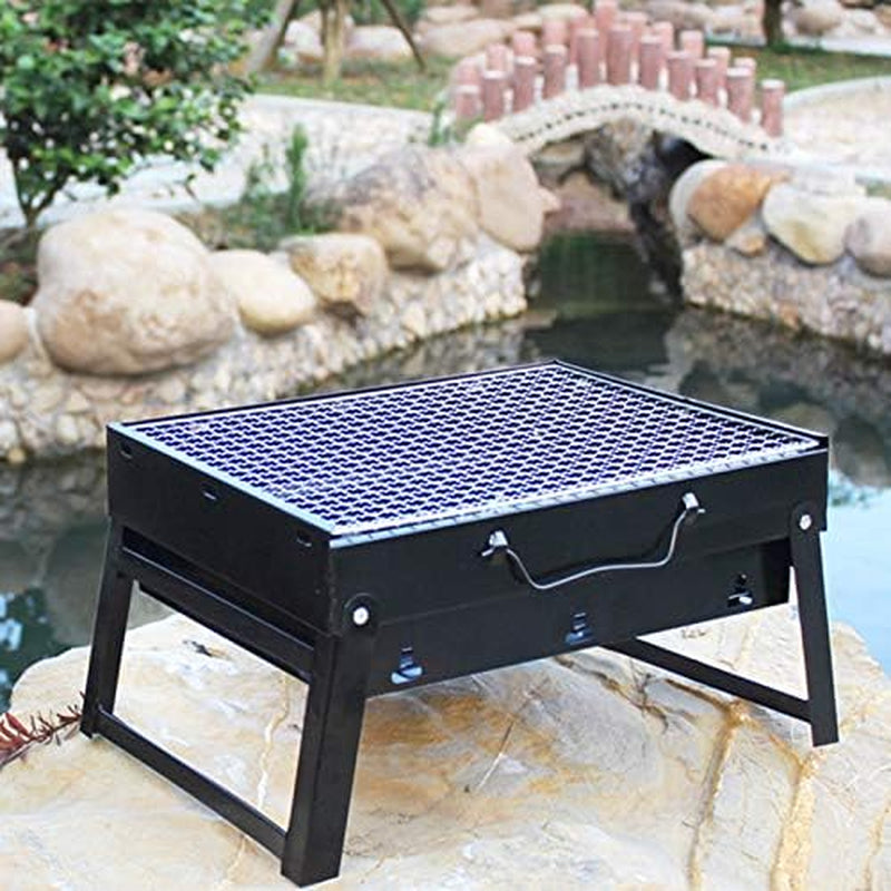 Yahpetes Portable Charcoal Grill 13.78 Folding BBQ Barbecue Folding Barbecue Rack Wire Meshes Portable Household Charcoal Grills for Outdoor Grilling - Image 7