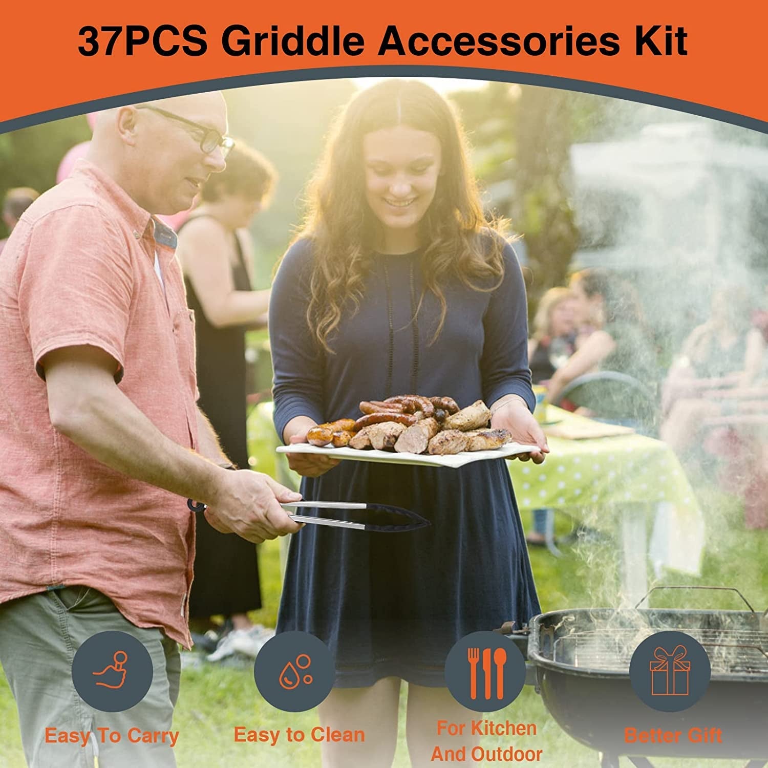 Flat Top Grill Accessories. 37Pcs Blackstone Griddle Accessories Kit for Camp Chef. BBQ Grilling Gifts for Men Women. Professional Griddle Tools Kit with Enlarged Spatula. Scraper Basting Cover - Image 7