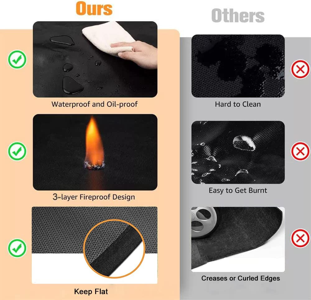 Thickened 48X36 Inches under Grill Mat for Outdoor Grill.Double-Sided Fireproof Grill Pad for Fire Pit.Indoor Fireplace Mat Fire Pit Mat.Oil-Proof Waterproof BBQ Protector for Deck and Patio - Image 5