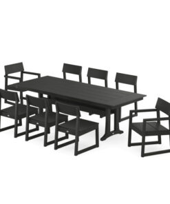 Polywood: EDGE 9-Piece Farmhouse Dining Set with Trestle Legs