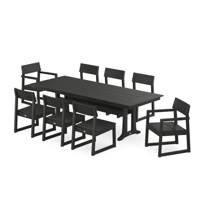 Polywood: EDGE 9-Piece Farmhouse Dining Set with Trestle Legs - Image 11