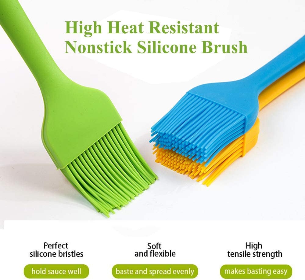 Grill Basting Brush Silicone Pastry Baking Brush BBQ Sauce Marinade Meat Glazing Oil Brush Heat Resistant. Kitchen Cooking Baste Pastries Cakes Desserts. Dishwasher Safe 4Pack - Image 3