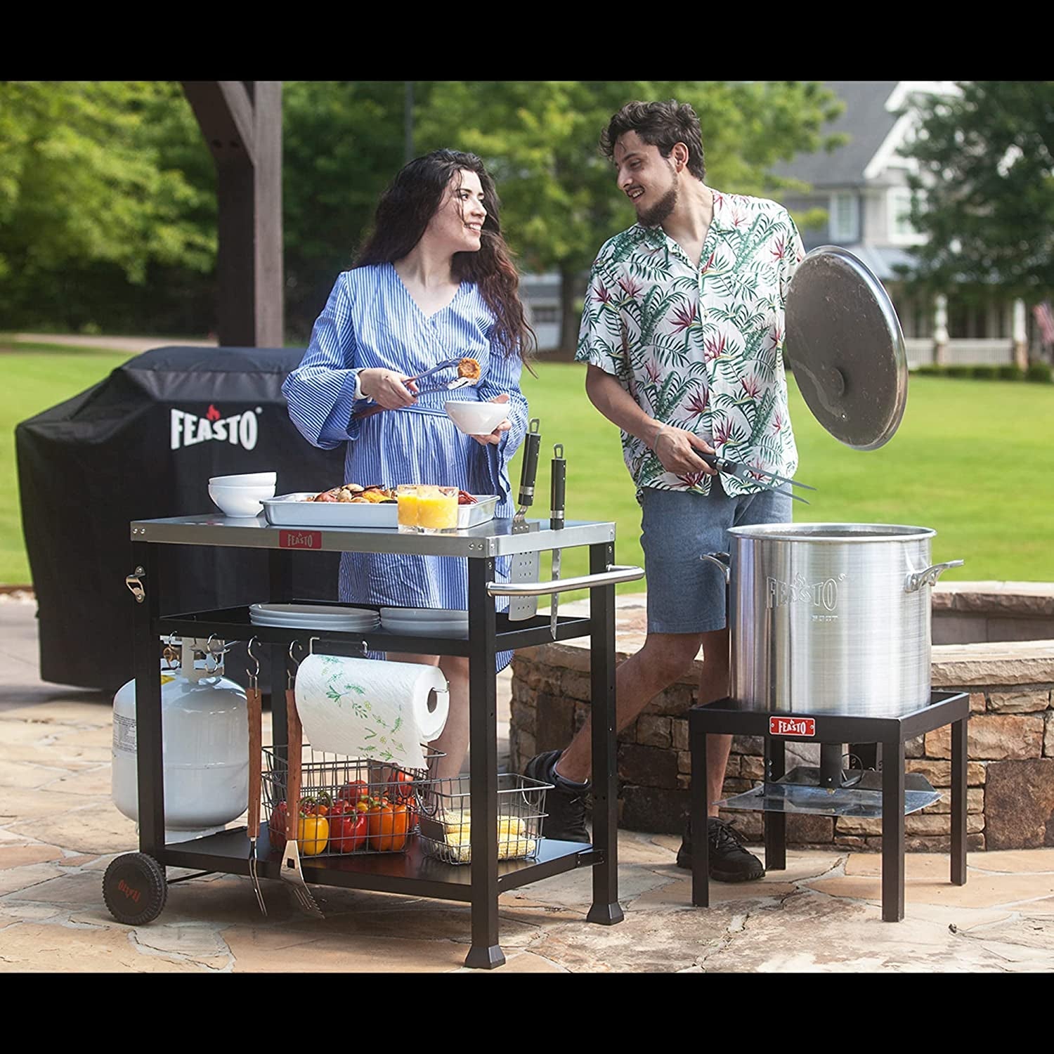 3-Shelf Movable Food Prep and Pizza Oven Table. BBQ Grilling Table. Home & Outdoor Multifunctional Stainless Steel Table Top Worktable on 2 Wheels. L39.5 X W25.6 X H33 - Image 6