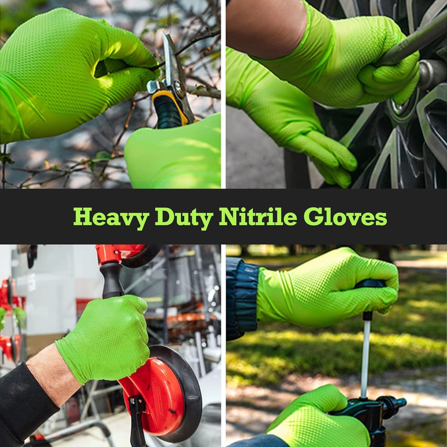 Thor Grip Heavy Duty Green Industrial Nitrile Gloves with Raised Diamond Texture. 8-Mil. Latex Free. 100-Ct Box - Image 5