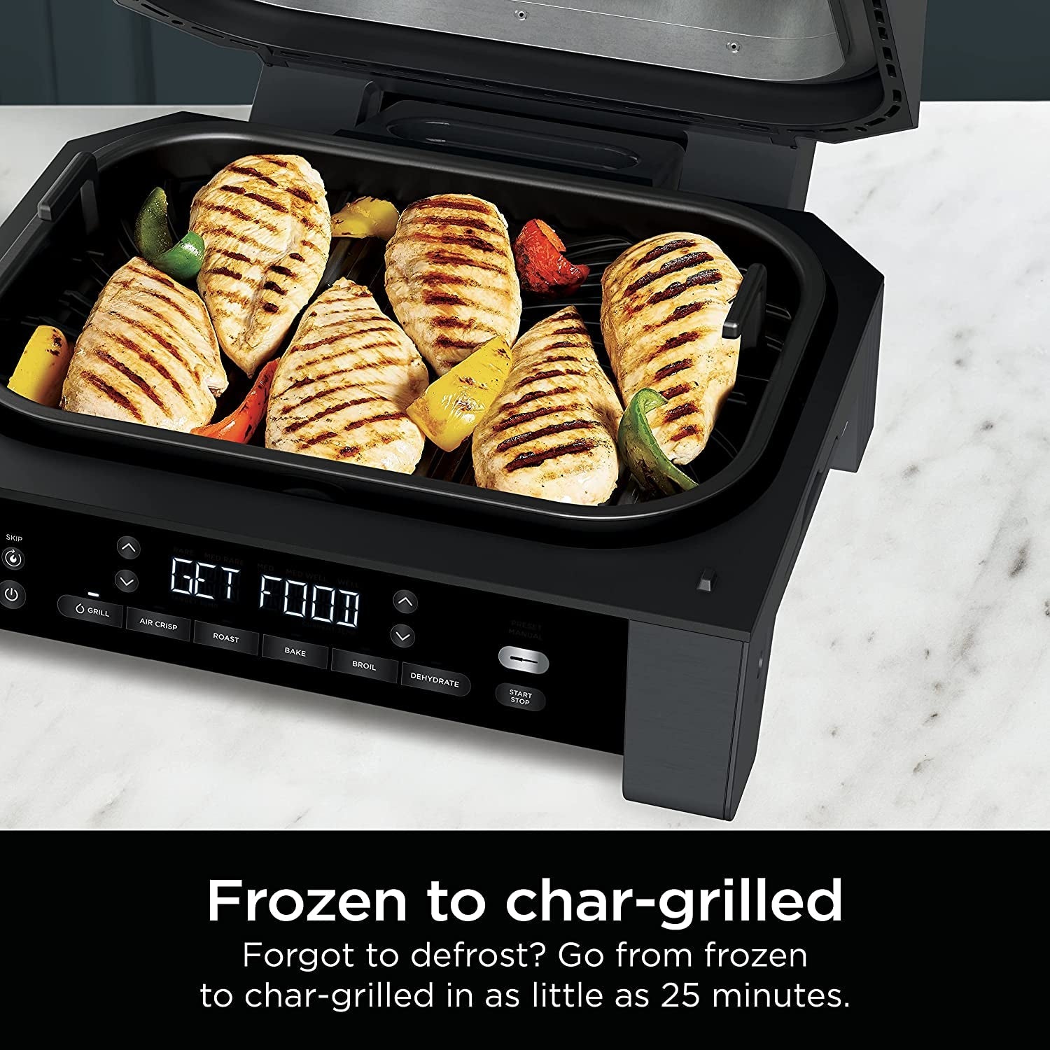 DG551 Foodi Smart XL 6-In-1 Indoor Grill with Air Fry. Roast. Bake. Broil. & Dehydrate. Foodi Smart Thermometer. 2Nd Generation. Black/Silver - Image 6