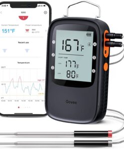 Govee Bluetooth Meat Thermometer. Wireless Meat Thermometer for Smoker Oven. Digital Grill Thermometer with 2 Probes. Timer Mode. Smart LCD Backlight BBQ Thermometer for Cooking Turkey Fish Beef