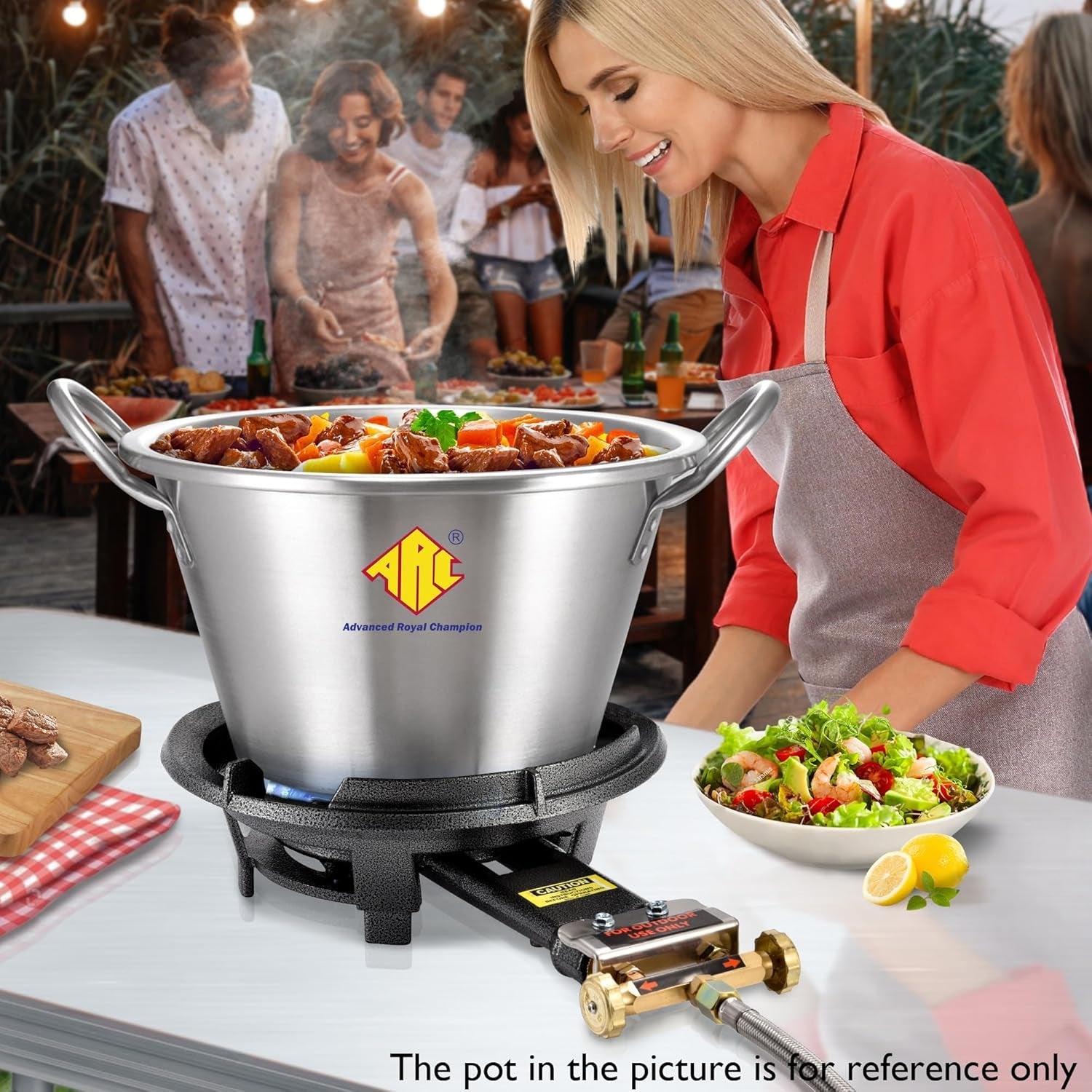 ARC Outdoor Propane Burner Stove. 13 Single Propane Burner. Cast Iron Portable Wok Burner with Bilateral Control Rings and 0-20 PSI Adjustable Regulator. Stainless Steel Hose - Image 5