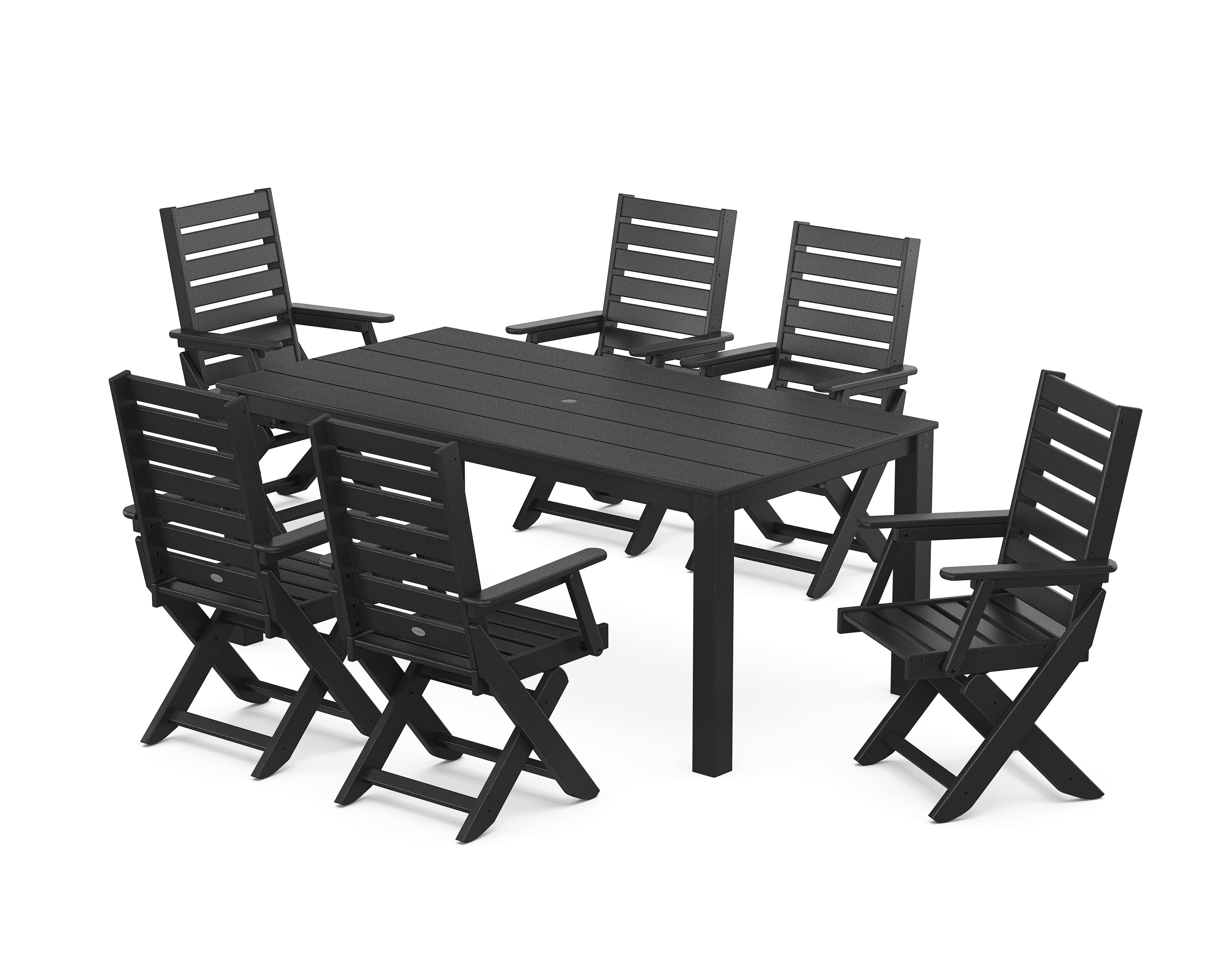 Polywood: Captain Folding Chair 7-Piece Parsons Dining Set in White