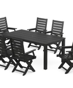Polywood: Captain Folding Chair 6-Piece Parsons Dining Set with Bench