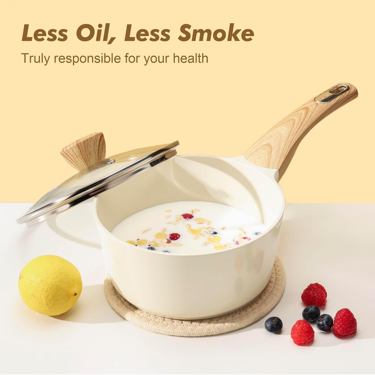 SENSARTE Ceramic Cookware Sets. Pots and Pans Set Non Stick. 14-Piece Induction Cookware. Non Toxic Healthy Non Stick Kitchen Cooking Set. with Frying Pans Set. PFAS PTFE PFOA PFOS Free - Image 7