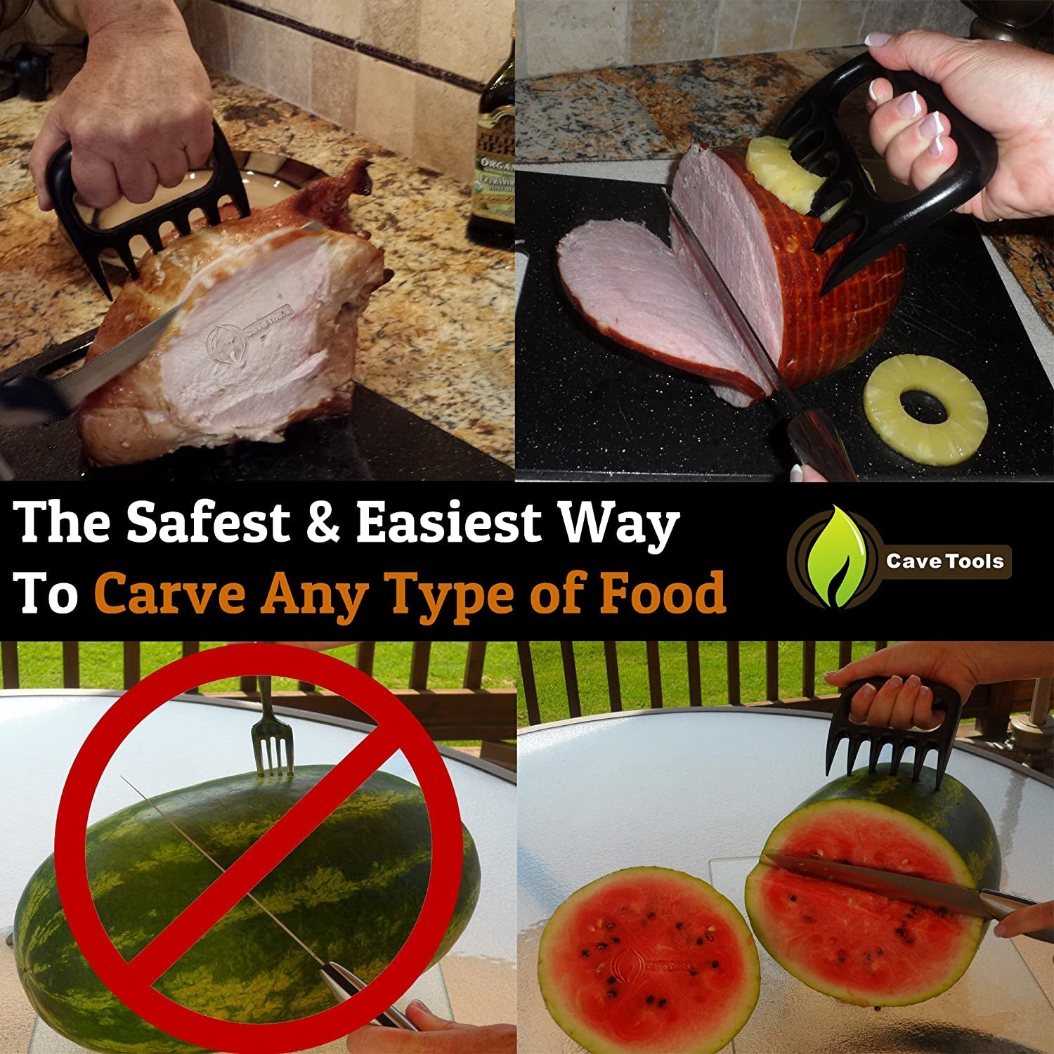 Cave Tools Meat Claws for Shredding Pulled Pork. Chicken. Turkey. and Beef- Handling & Carving Food - Barbecue Grill Accessories for Smoker. or Slow Cooker - Gun Metal - Image 4