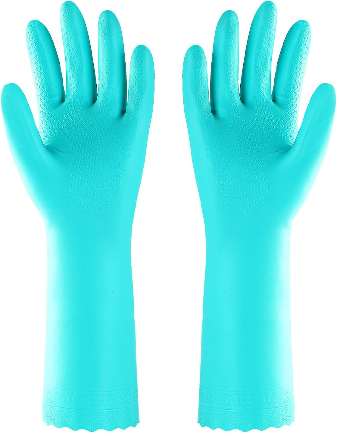 Reusable Dishwashing Cleaning Gloves with Latex Free. Cotton Lining.Kitchen Gloves 2 Pairs.Purple+Blue - Image 2
