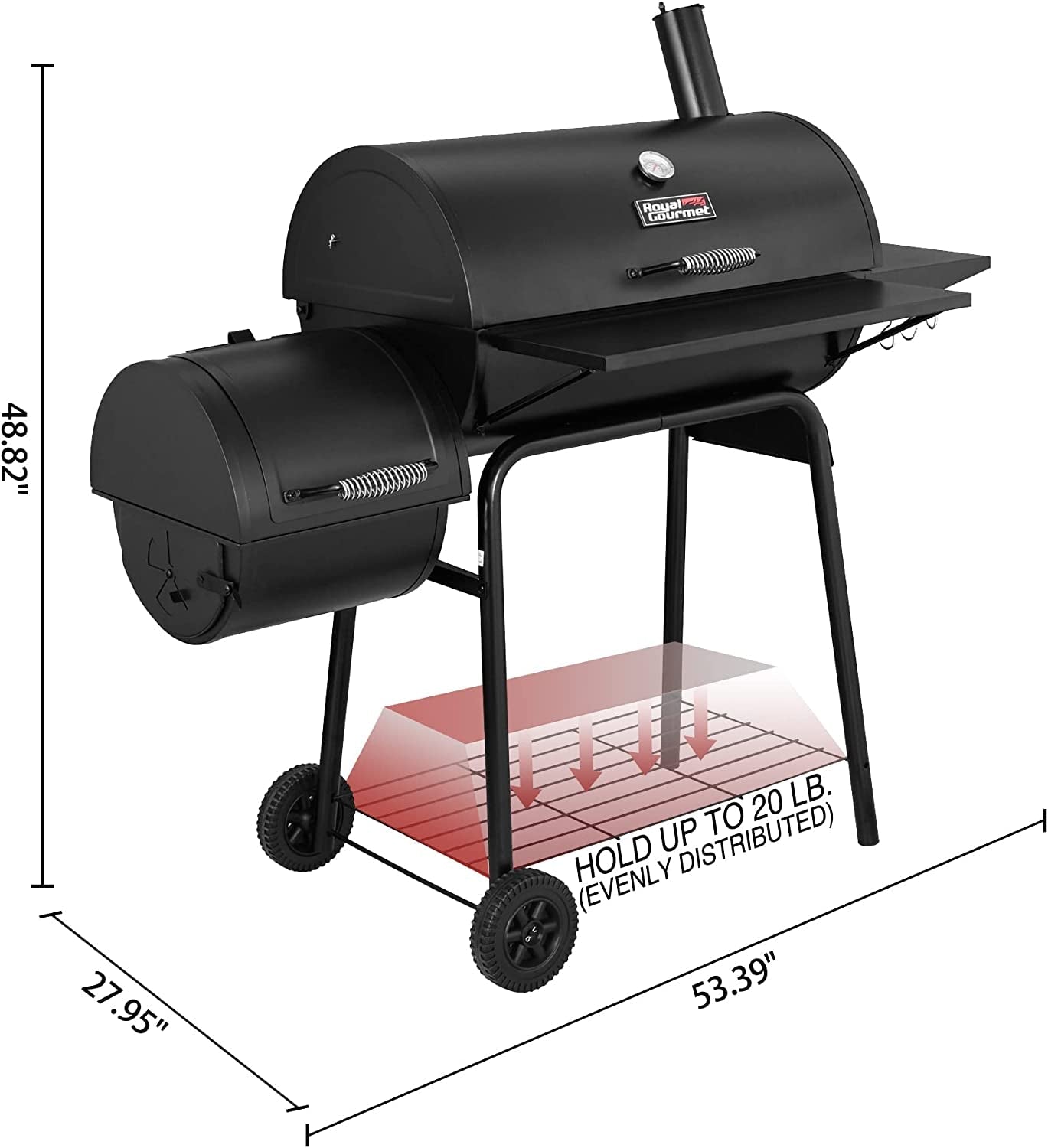 CC1830SC Charcoal Grill Offset Smoker with Cover. 811 Square Inches. Black. Outdoor Camping - Image 6