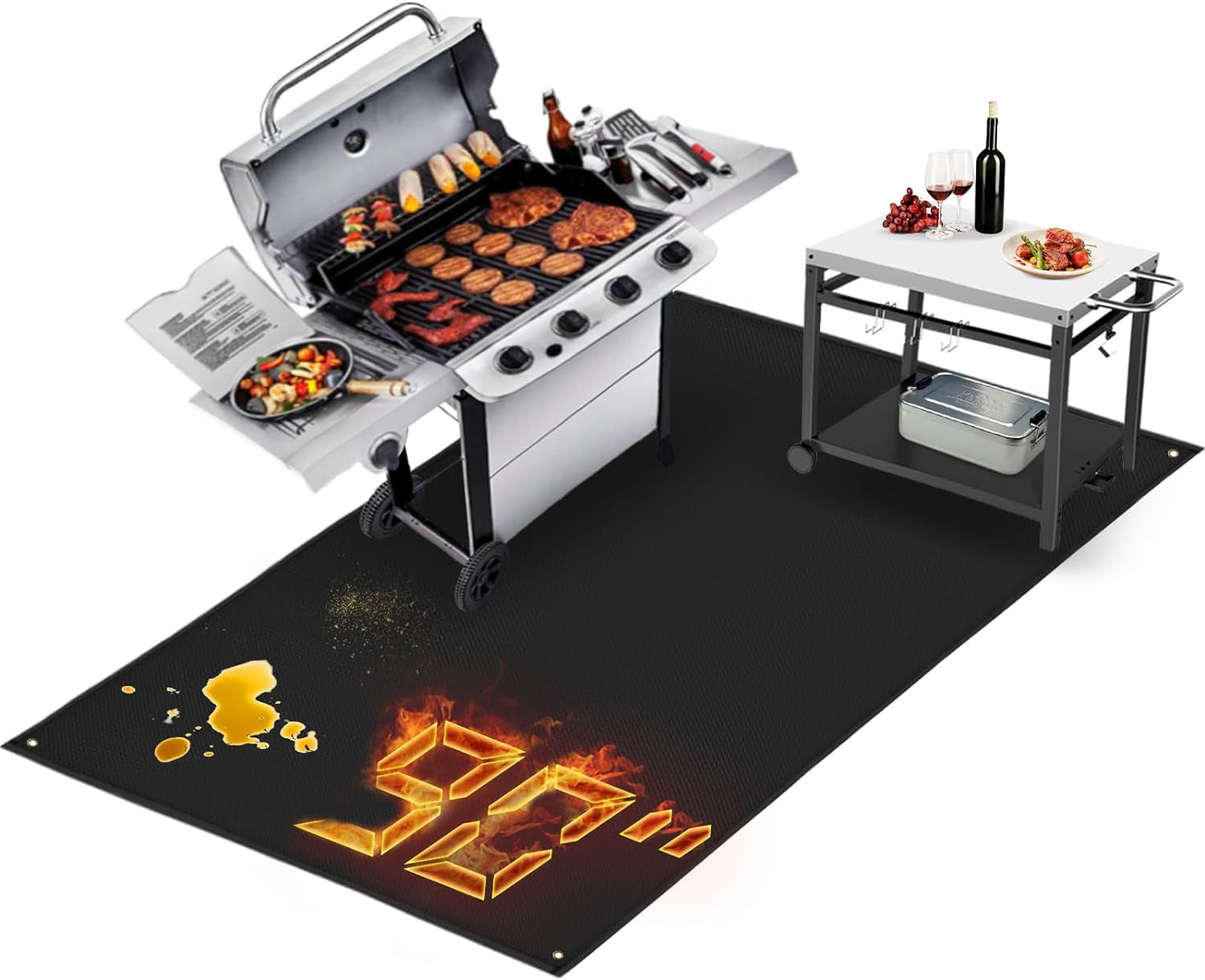 90 X 48 in Extra Large Grill Mat for Outdoor Grill - Grilling Mats for Outdoor Grill to Protect the Deck. Patio. Pavers - Easy to Clean BBQ Mats