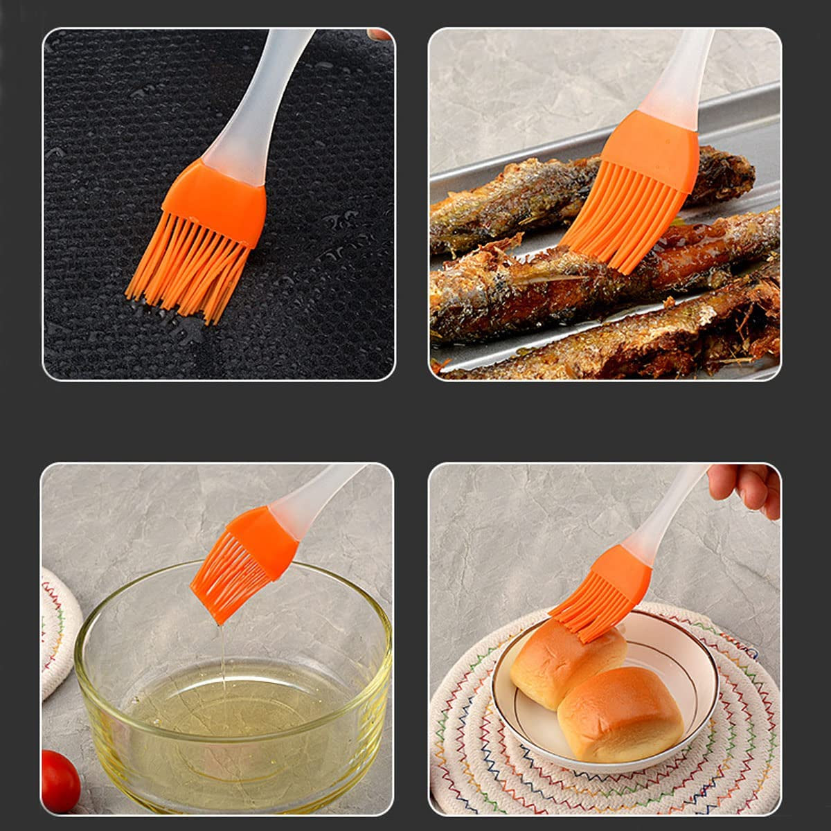 Basting Brush. Basting Brushes Grill Kitchen Silicone Pastry Cooking Brushs & BBQ Basting Brush. Varying Bright Color - Best Kitchen Gadget (Oil Brush 4 Pack) - Image 3