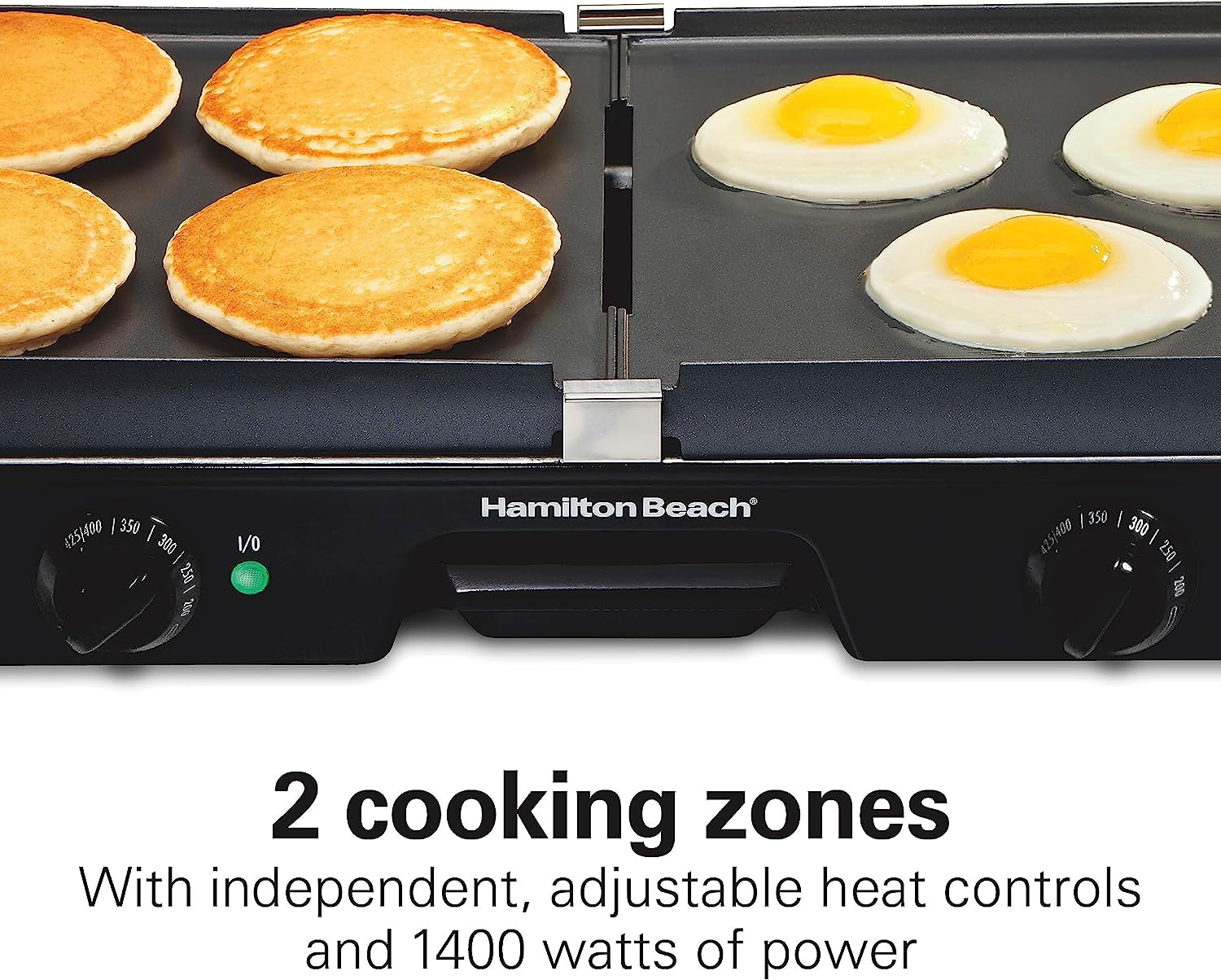 3-In-1 Electric Indoor Grill + Griddle. 8-Serving. Reversible Nonstick Plates. 2 Cooking Zones with Adjustable Temperature (38546). Black - Image 4