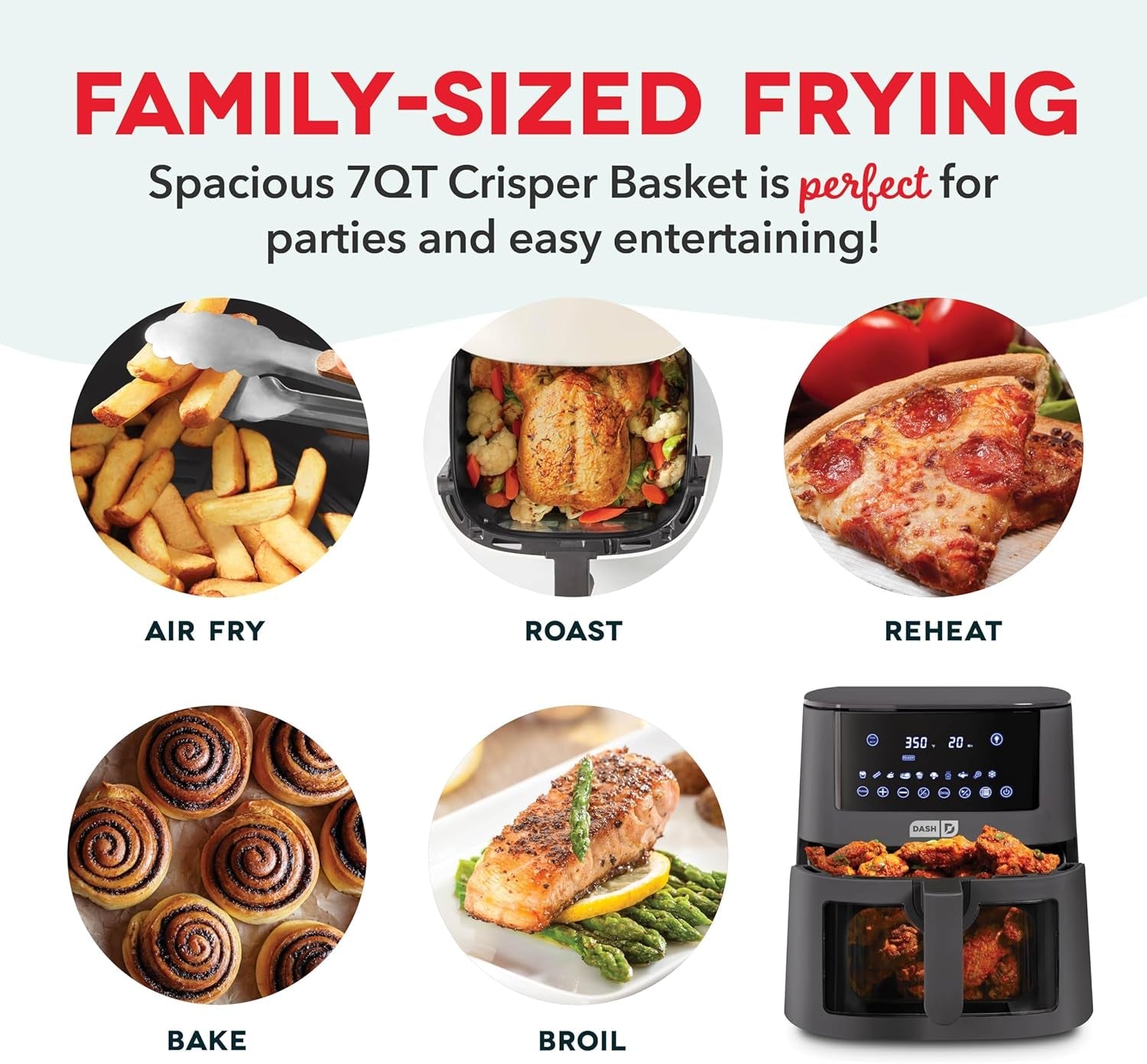 DASH 7Qt Clear View Digital Air Fryer - Forged Iron - Image 6