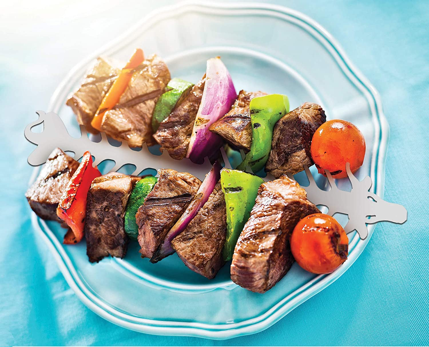 Proud Grill Slide & Serve BBQ Skewers - Set of 4 Stainless Steel Reusable Barbecue Skewers | Ideal for Grilling Shish Kabobs | Use for Beef. Pork. Chicken. Vegetable and Shrimp Kabobs. - Image 9