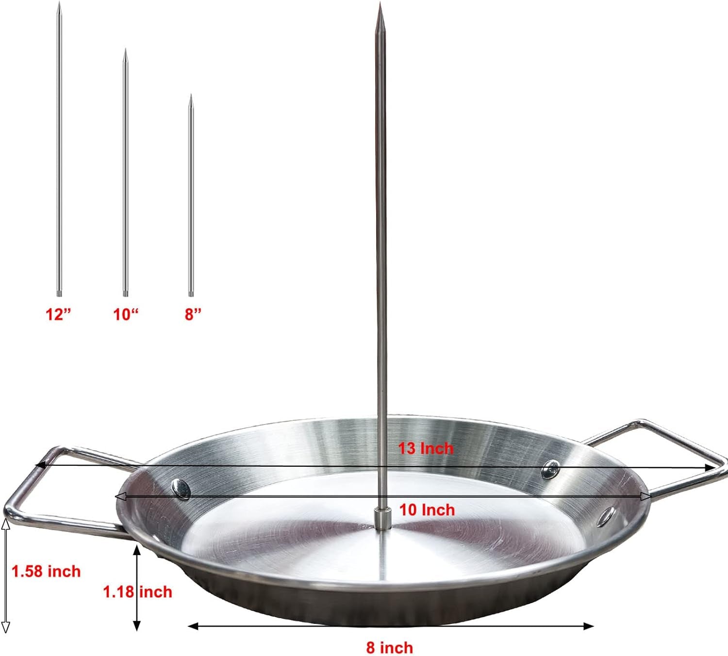 Barbecue Hack Vertical Skewers.Stainless Tacos Al Pastor Skewer Stand for Grill or Oven with 3 Spike.Removable Grilling Meat Spit for Grilling Al Pastor and Shawarma Brazilian Churrasco Chickens Kebab - Image 6